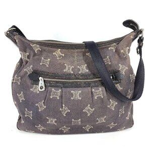 Celine Shoulder Bag Macadam Logo Denim Navy